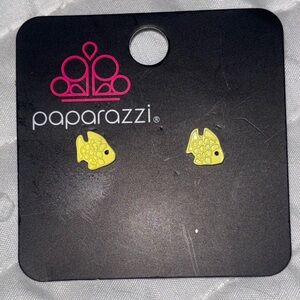 Paparazzi Bright Yellow Fish Earrings